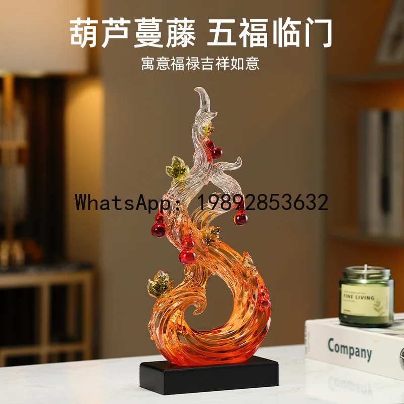 

X-22 gourd ornament - new chinese style living room, entryway, desktop high-end decoration - housewarming gift