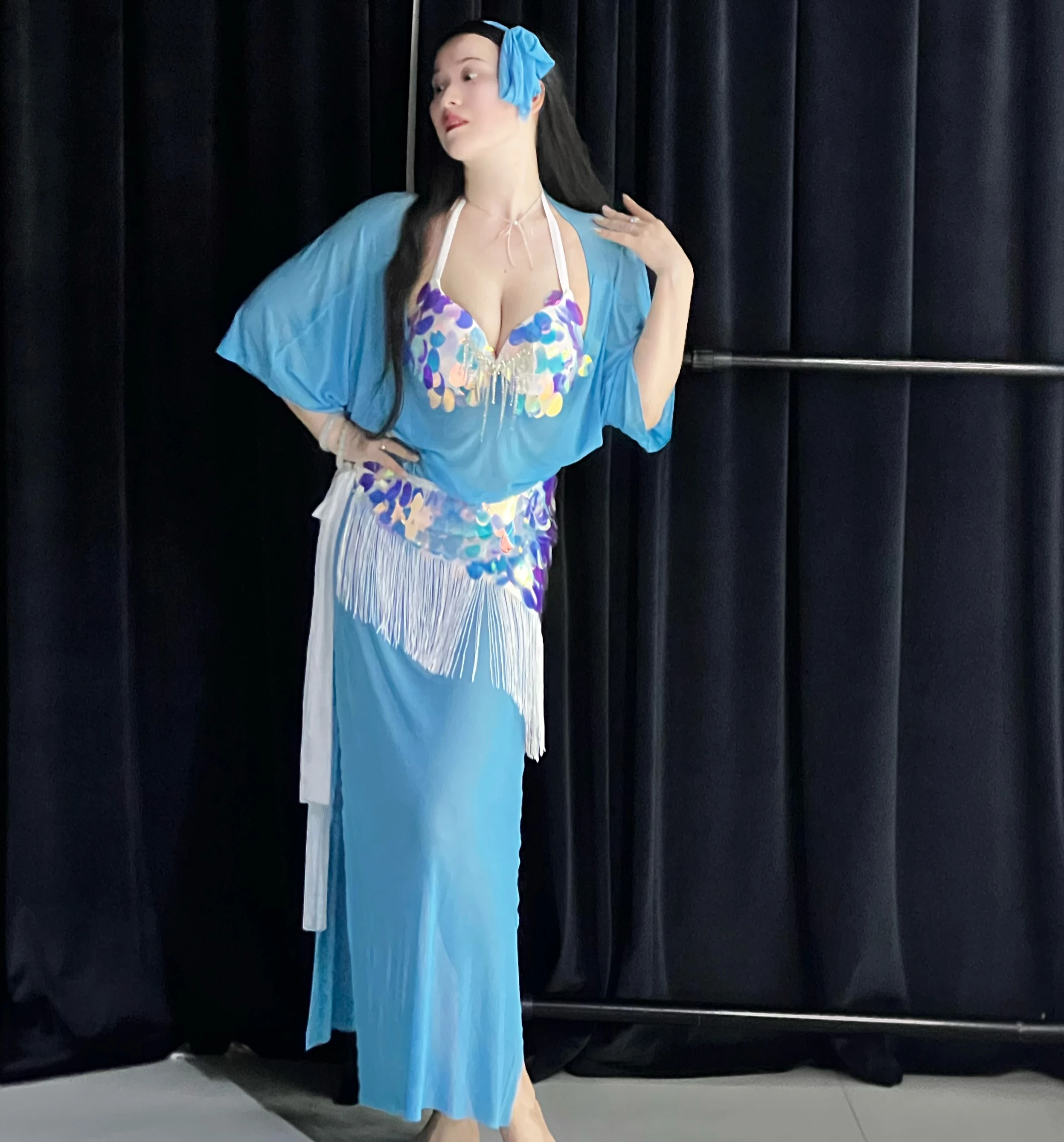 New Belly Dance Costumes for Adults and Children Customized Senior Sequin Tassel Performance Set Baladi Shaabi Competition Robe