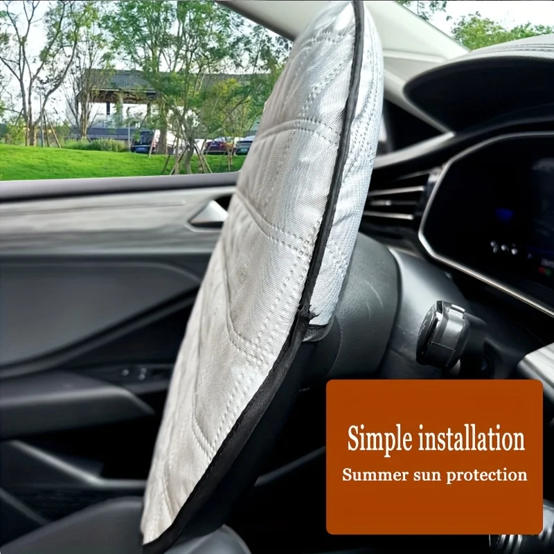 

43CM Car Foldable Sunscreen Windshield Sunshade Aluminum Foil Anti-Uv Sun Protection Car Supplies Car Steering Wheel Sun Shade