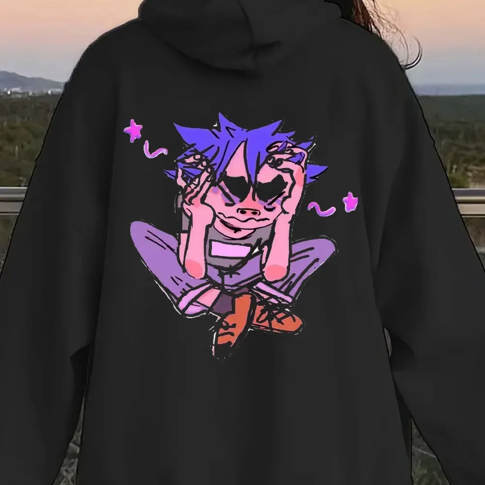 Music Band Gorillaz PUNK ROCK Sweater Cartoon Pattern Hooded Leisure and Trendy Clothes Vintage Y2K oversized Clothing