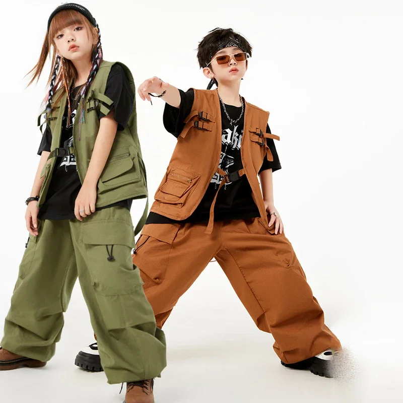 

Loose Vest Hiphop Pants Suit Boys Streetwear Girls Jazz Dance Performance Clothes Hip Hop Children'S Fashion Clothes