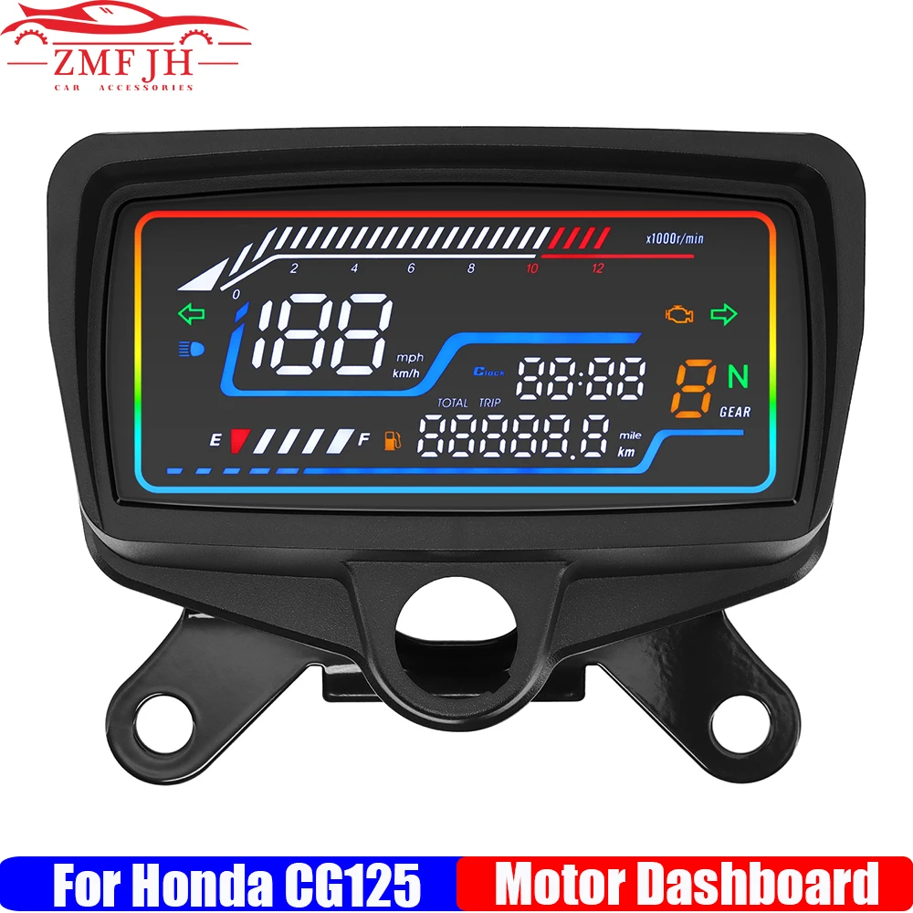 Digital Motorcycle Instrument 0-12000R/min Speedometer Tachometer For Honda CG125 CG150 Odometer TRIP Fuel Meter Clock Assembly