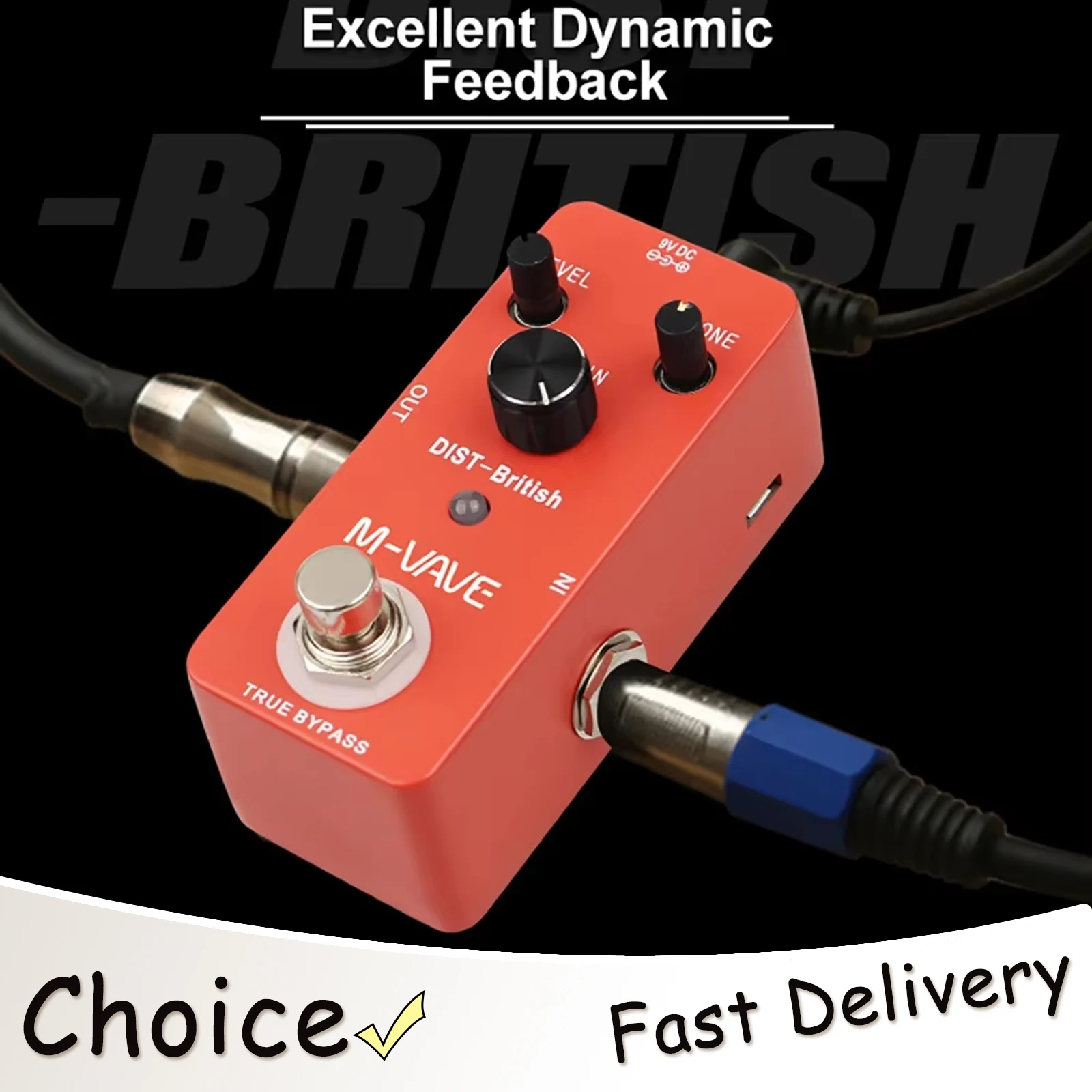 

Педаль эффектов M-VAVE Distortion British для электрогитары, дисторшн-педаль British Effects, True Bypass, аксессуары и запчасти для гитары