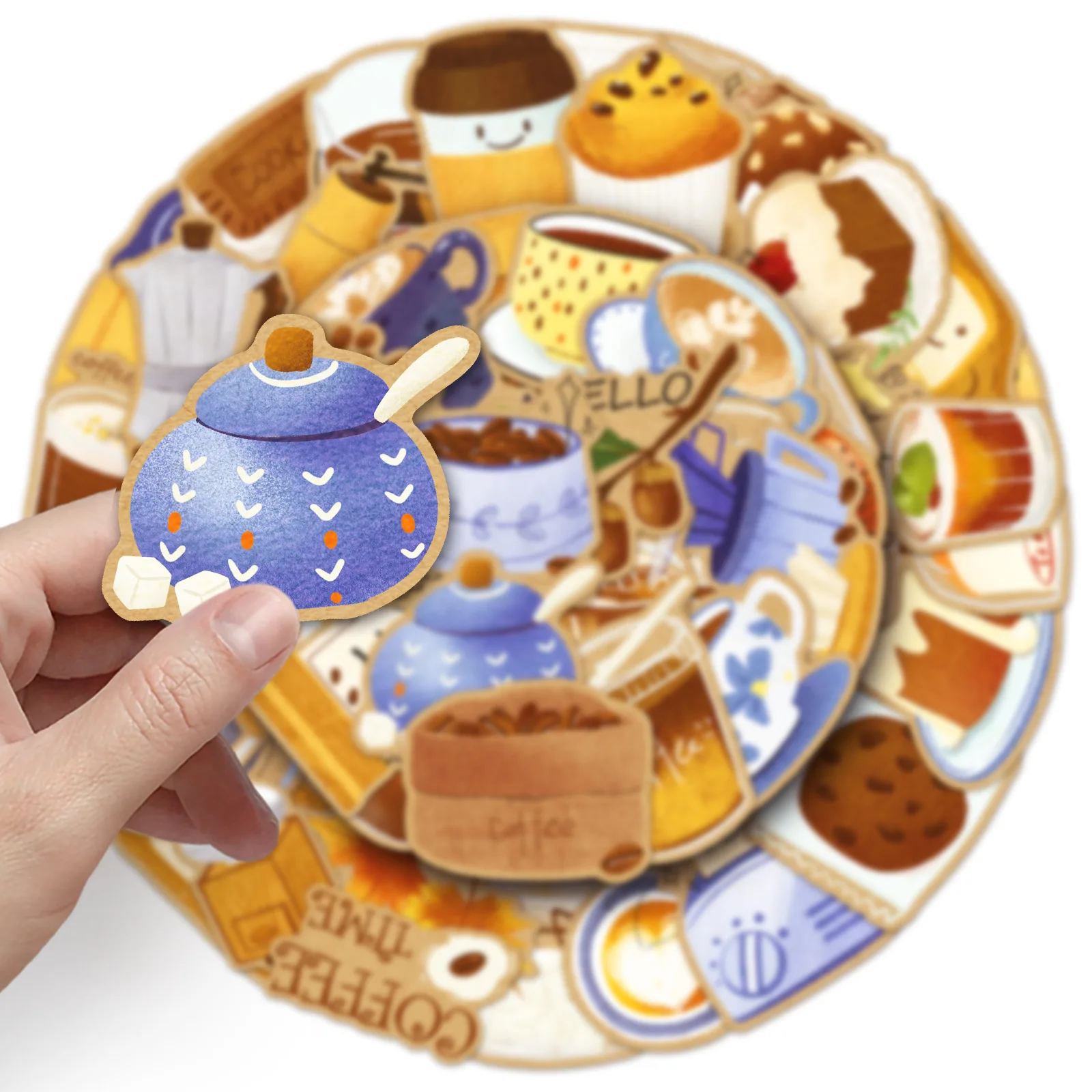 10/30/50 قطعة ملصقات الكتابة على الجدران القهوة الكرتون مرسومة باليد ملصقات الزخرفية الإبداعية DIY بها بنفسك الغيتار الهاتف كوب ماء سكيت