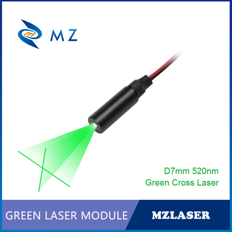 New Economical Compact Green Cross Laser Diode Module 520nm D7mm 0.5mW 1mW 5mW 3V Industrial Grade for Woodworking Machinery