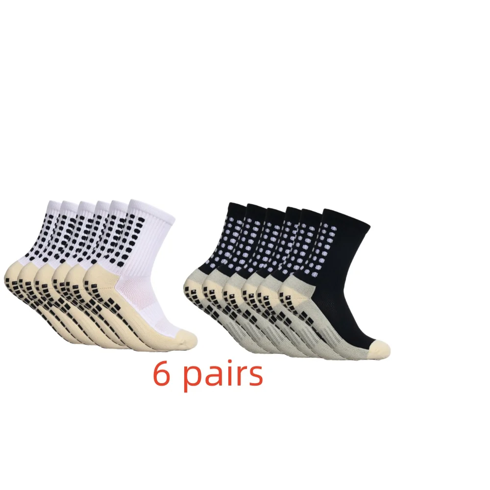 6 pairs of Jindian non slip breathable towel sole football socks, mid length basketball socks image 3