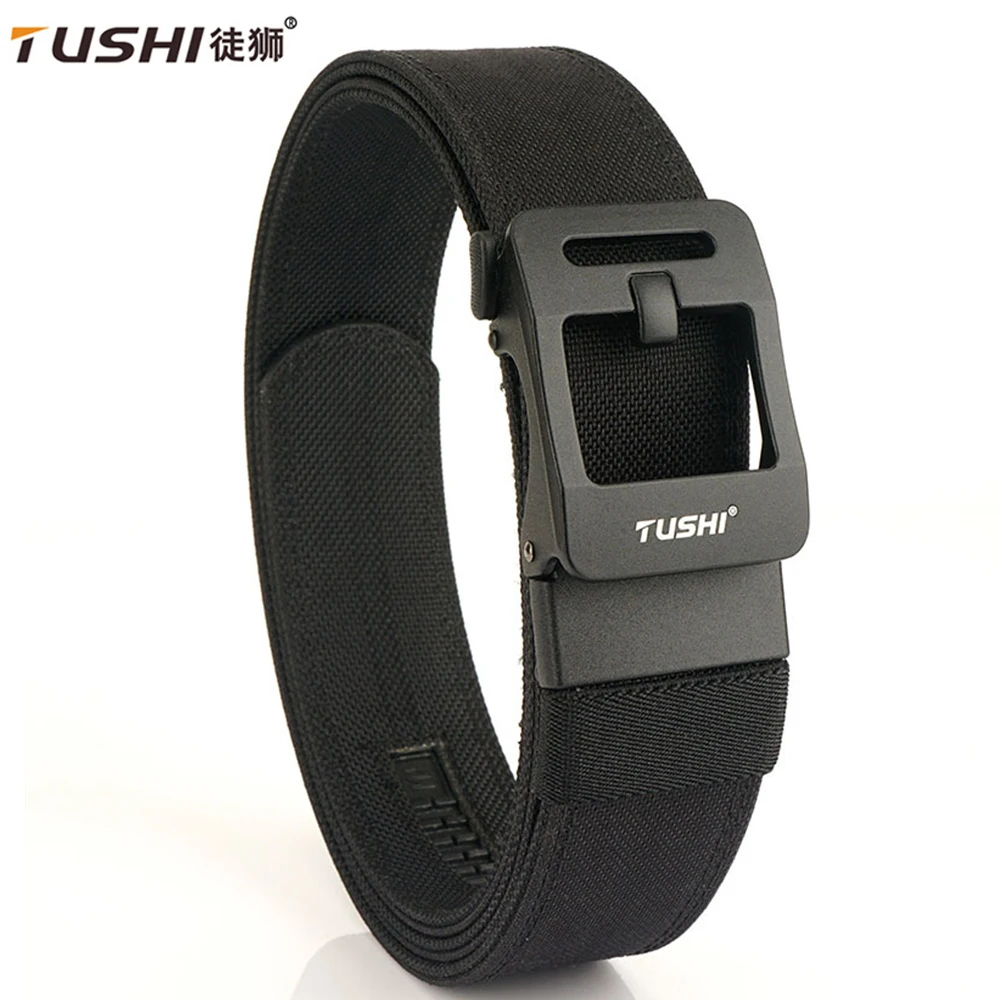 

TUSHI New Military Belt Metal Automatic Buckle EDC Nylon Pistol Tactical Belt Outdoor IPSC Mens Belts Casual Waistband Male