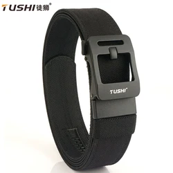 TUSHI New Military Belt Metal Automatic Buckle EDC Nylon Pistol Tactical Belt Outdoor IPSC Mens Belts Casual Waistband Male