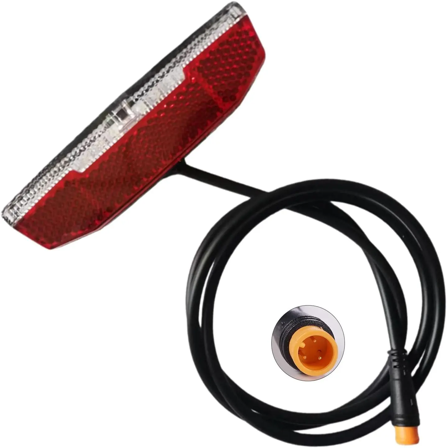 6V-60V High Bright LED E-Bike Tail Warning Light, Waterproof Connector, Waterproof Cycling Rear Lamp for Night Riding