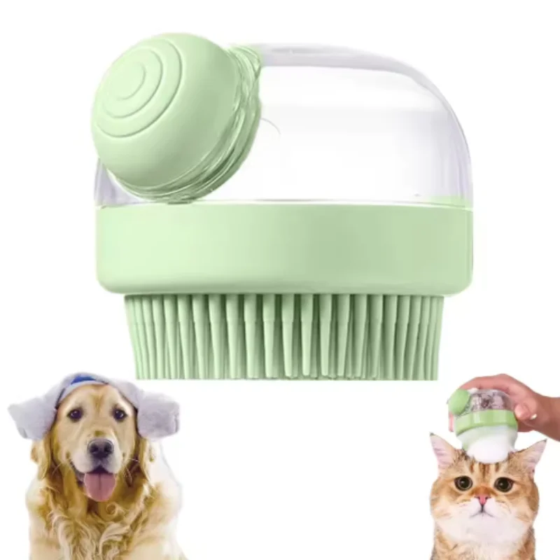 1PC Soft Silicone Pet Bath Brush with Shampoo Dispenser Gent