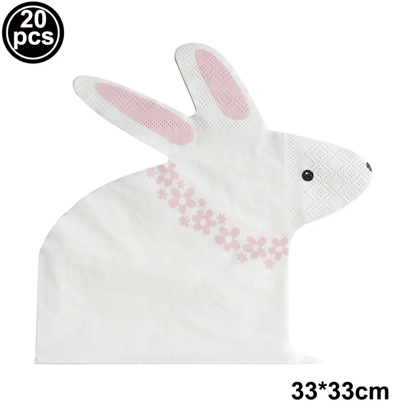Easter Theme Disposable Tableware Cute Cartoon Rabbit Pattern Paper Plates Cups Napkins Kids Easter Party Decoration Supplies