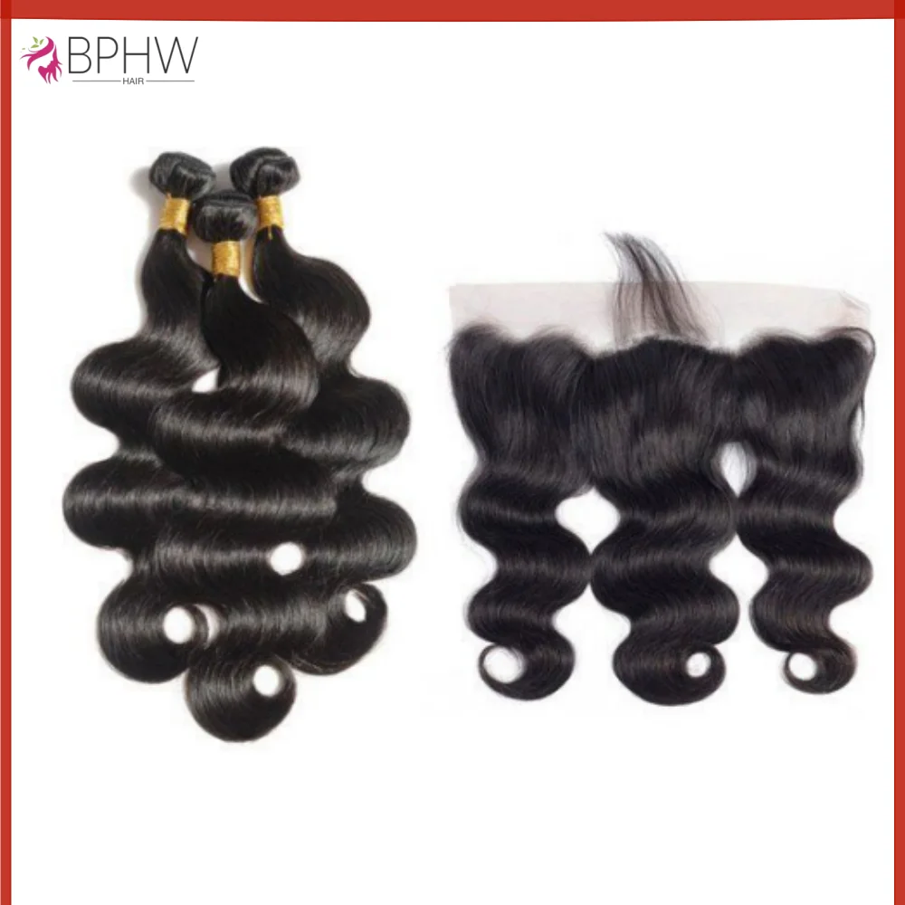 

Объемная волна, человеческие волосы, 3 пучка с кружевом 13x4, фронтальные пучки перуанских волос с застежкой 4x4, Remy, 100% наращивание человеческих волос BPHW