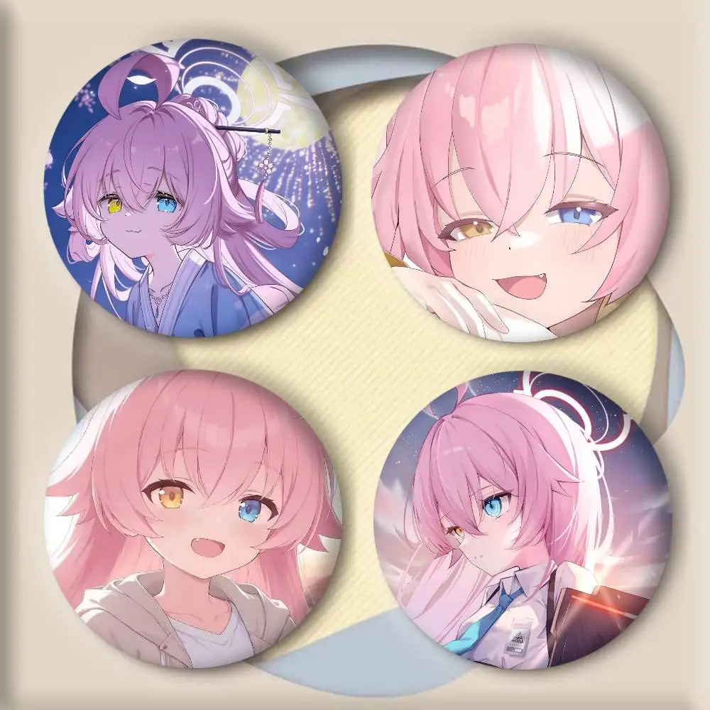 Anime Game Blue Archive Takanashi Hoshino Badge Tinplate Round Laser Brooch Clothes Backpack Accessories Lapel