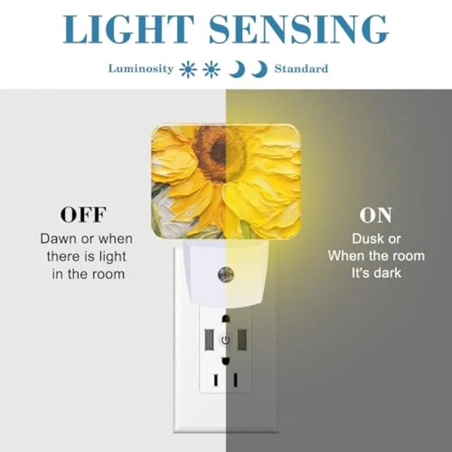 Night Light Plug into Wall, Sunflower Night Light with Dusk to Dawn Sensor for Kid Girls Boys Women Men Bedroom, Hallway, Kitch