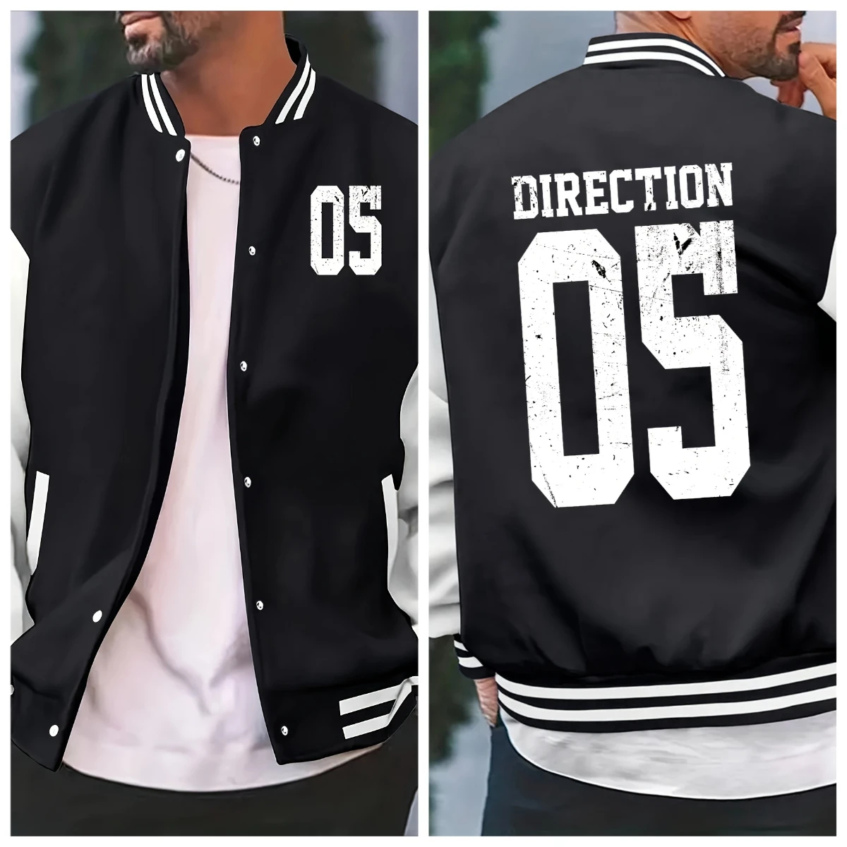 

Men's Baseball Jacket with Eye-catching "05" Pattern Street Art Design Loose Before and After Autumn and Winter Seasons