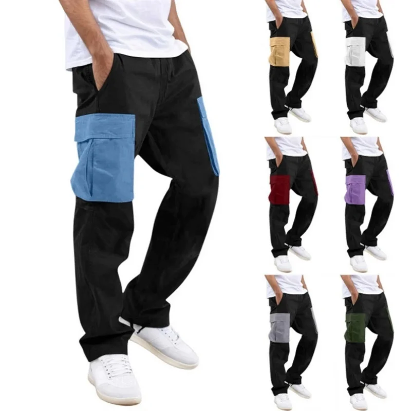 

spring autumn Men Multi-Pocket Cargo Trouser men Sports Casual straight pants Drawstring sweatpants Comfortable Cargo pants