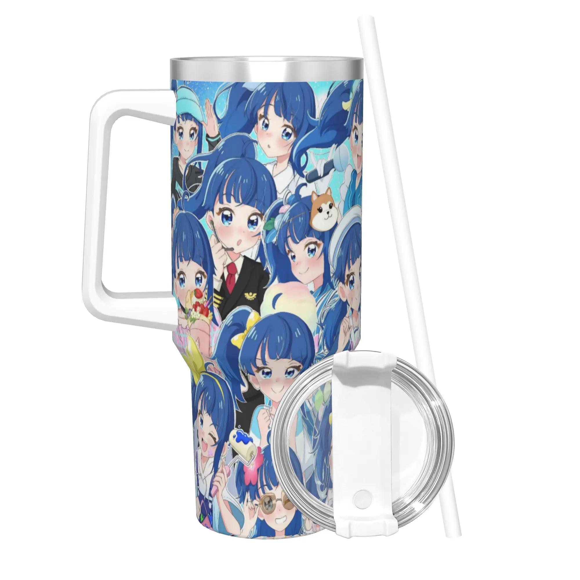 Soaring Sky Pretty Cure 40oz Tumbler Stainless Steel Double Wall Vacuum Insulated  Cup With Straw