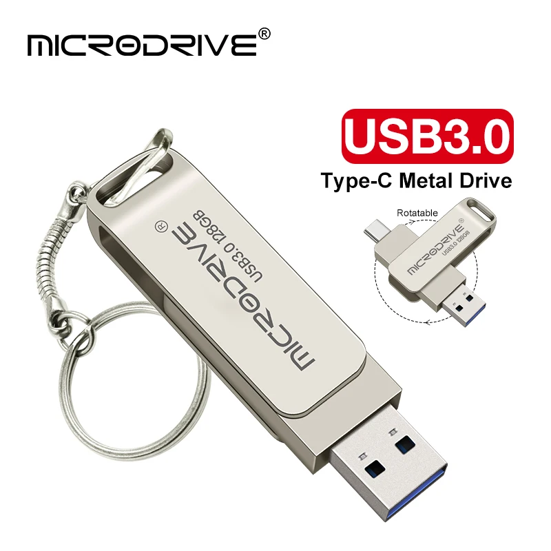 OTG USB-C 플래시 펜 드라이브, 금속 메모리 스틱, USB 3.0 플래시 디스크, 64GB, 128GB, 256G, USB3.0 듀얼 C 펜드라이브, 2 in 1