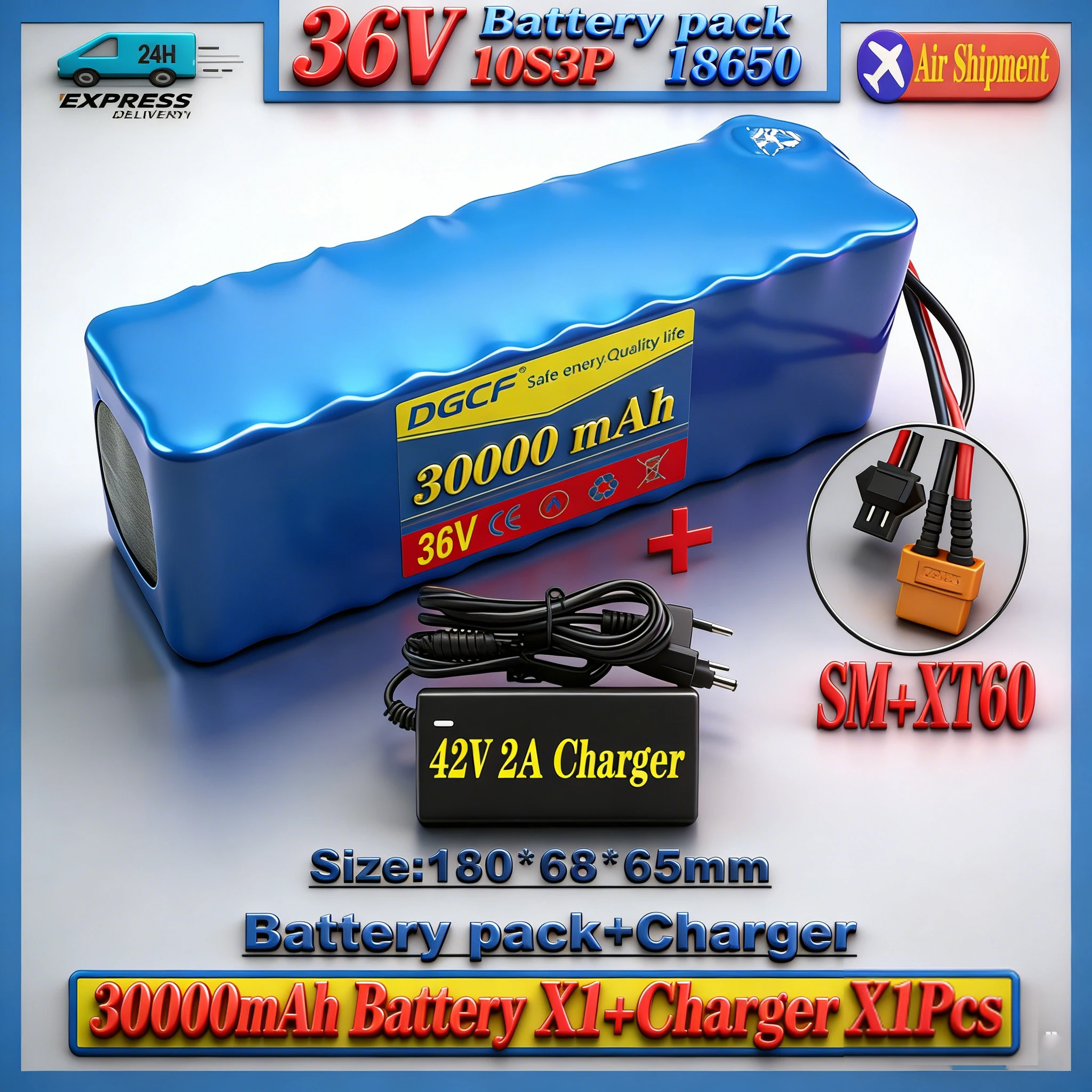 

New 36V 30000mAh 10S3P 18650 Battery Pack built-in 15A BMS,Electric Scooter Lithium Battery 500W Electric Scooter Battery