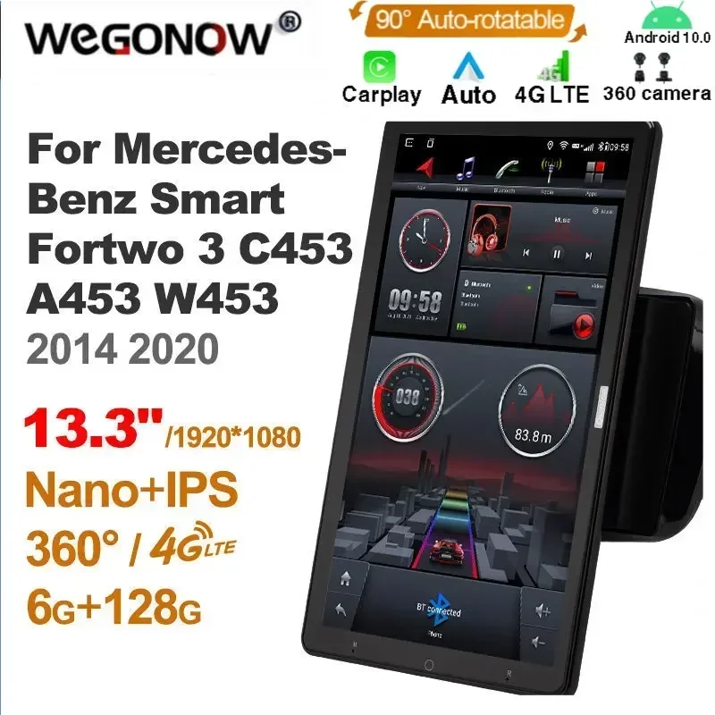 

Android10.0 Ownice Автомобильный радиоприемник для Mercedes-Benz Smart Fortwo 3 C453 A453 W453 2014 2020 13,3 дюйма 7862 без DVD Nano 1920*1080