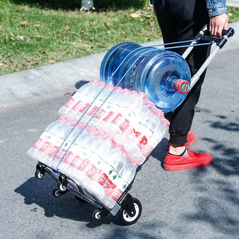 All Terrain Stair Climbing Garden Cart Hand Truck with Bungee Cord Folding Trolley for Upstairs Cargo with Bag 6 Crystal Wheels