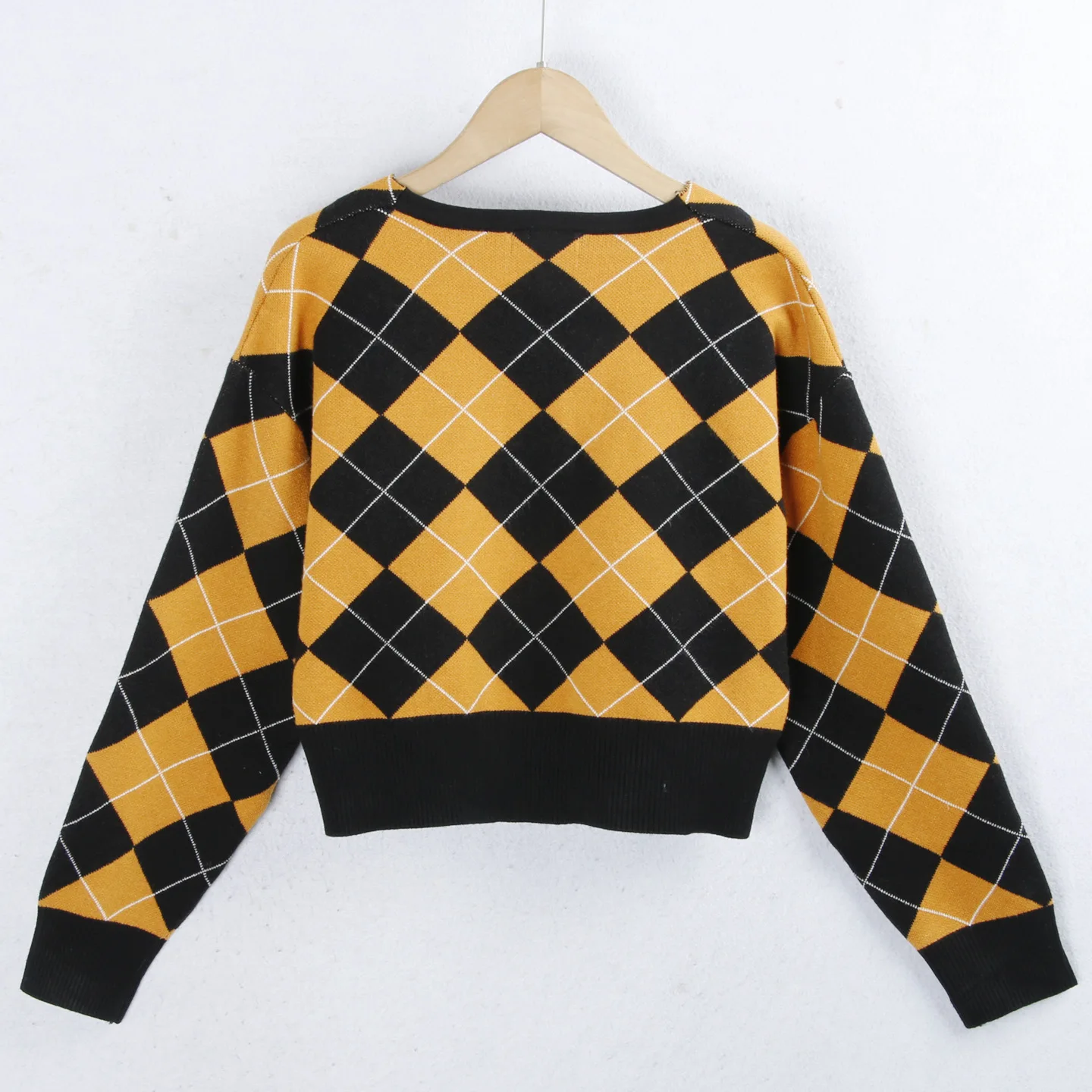 Faionable ort Knitted Sweater Coat Diamond Pattern V-Ne Long Sve Large Size Button Autumn Winter Women's Clothing