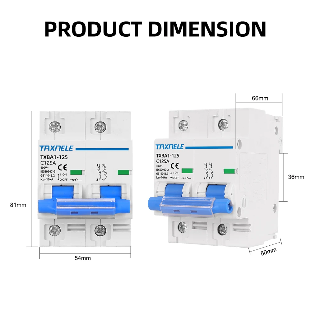 AC MCB 2P 230V Mini interruttore interruttore aria 80A 100A 125A sovraccarico cortocircuito proteggere la protezione capacità di interruzione 10KA