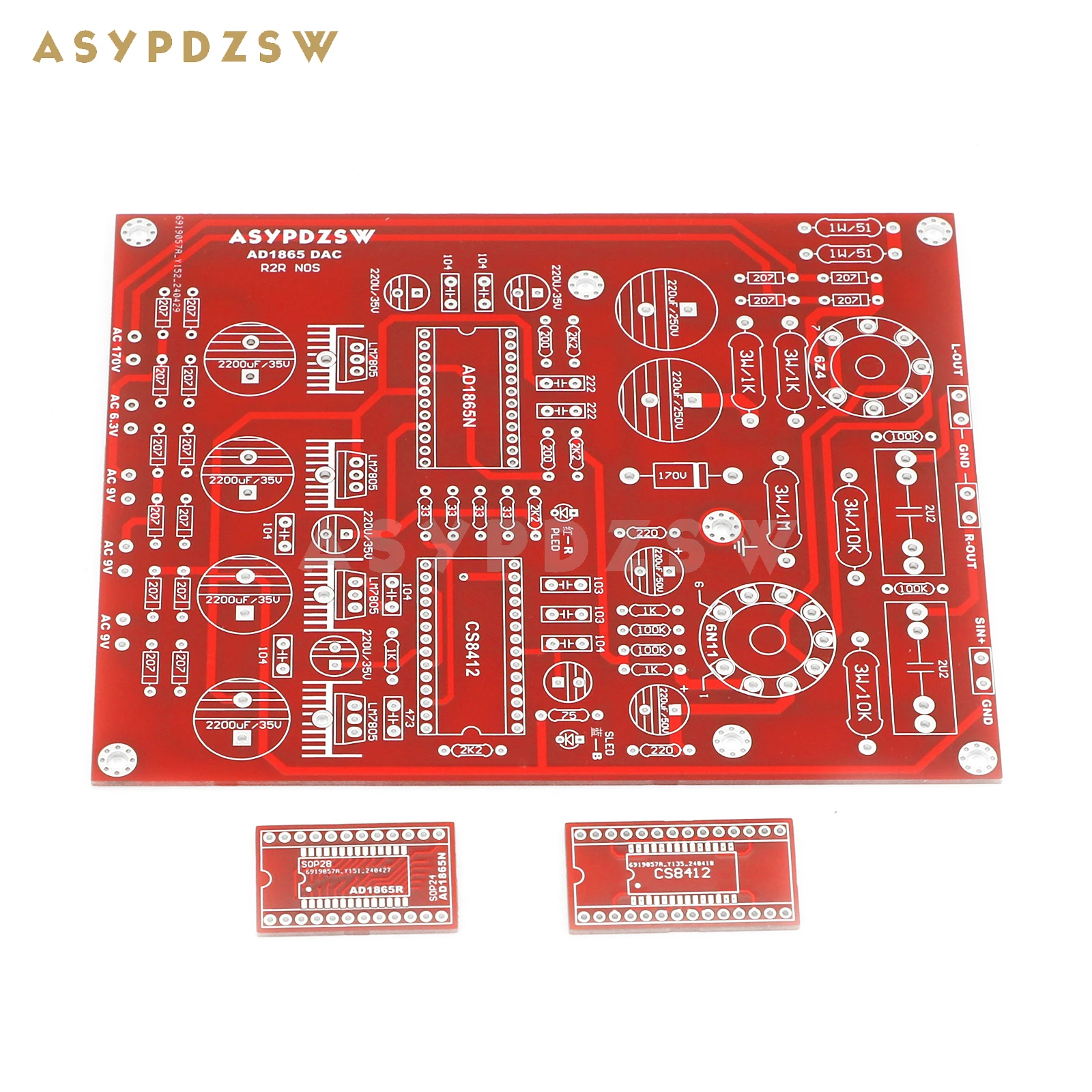 

HIFI 6N11 AD1865 Tube R2R NOS AD1865+CS8412 Audio decoder DAC Bare PCB