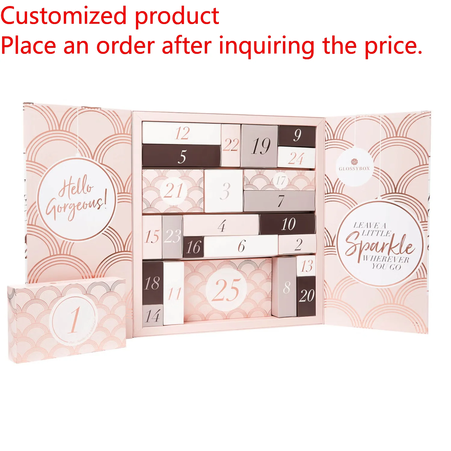 التخصيص. مخصص تقويم القدوم فارغة فاخرة من الورق المقوى ورقة هدية الجمال مستحضرات التجميل التعبئة والتغليف العد التنازلي درج صندوق عيد الميلاد