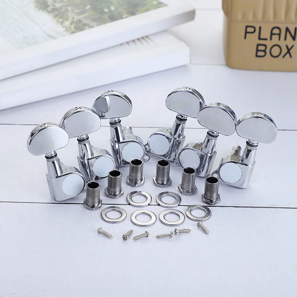 

Metal Guitar Tuning Pegs Silver Replacement For Folk Electric Bass Strong Durable Machine Heads Improve Sound Fix Strings