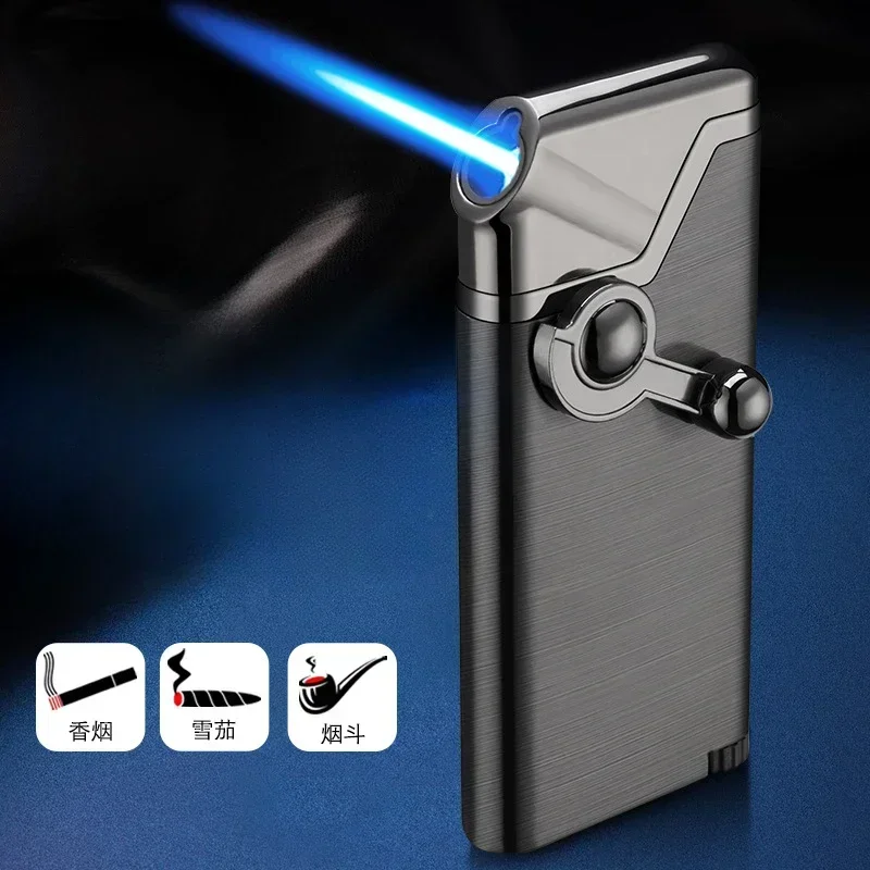 Image of Creative Rocker Blue Flame Jet Torch Butangasfeuerzeug Oblique Fire Pipe Spezielles Raucherzubehör Gadgets für Männer (kein Gas))