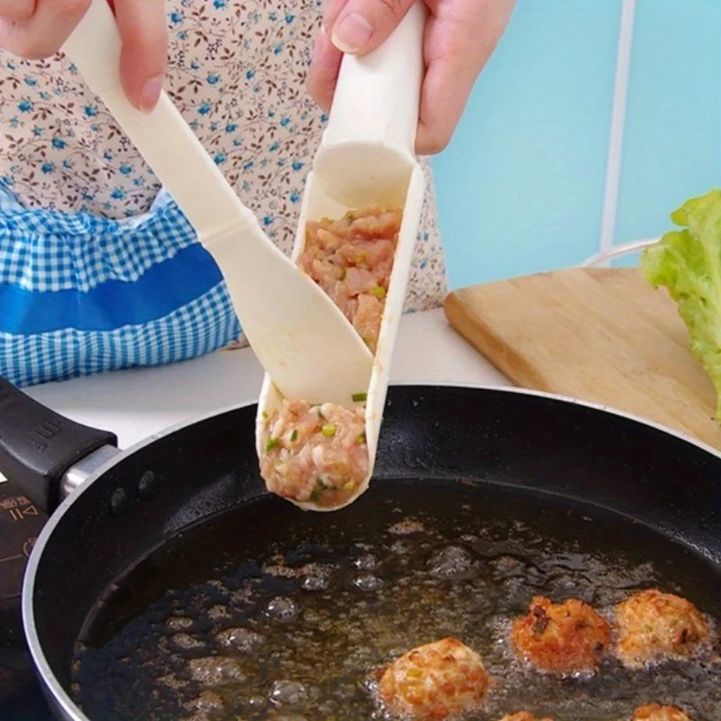 2pcs/Set Instant Meatball Maker Machine With Shaping Spoon & Mold - Suitable For Taiwanese Fish Balls, Rice-Meat Dumplings