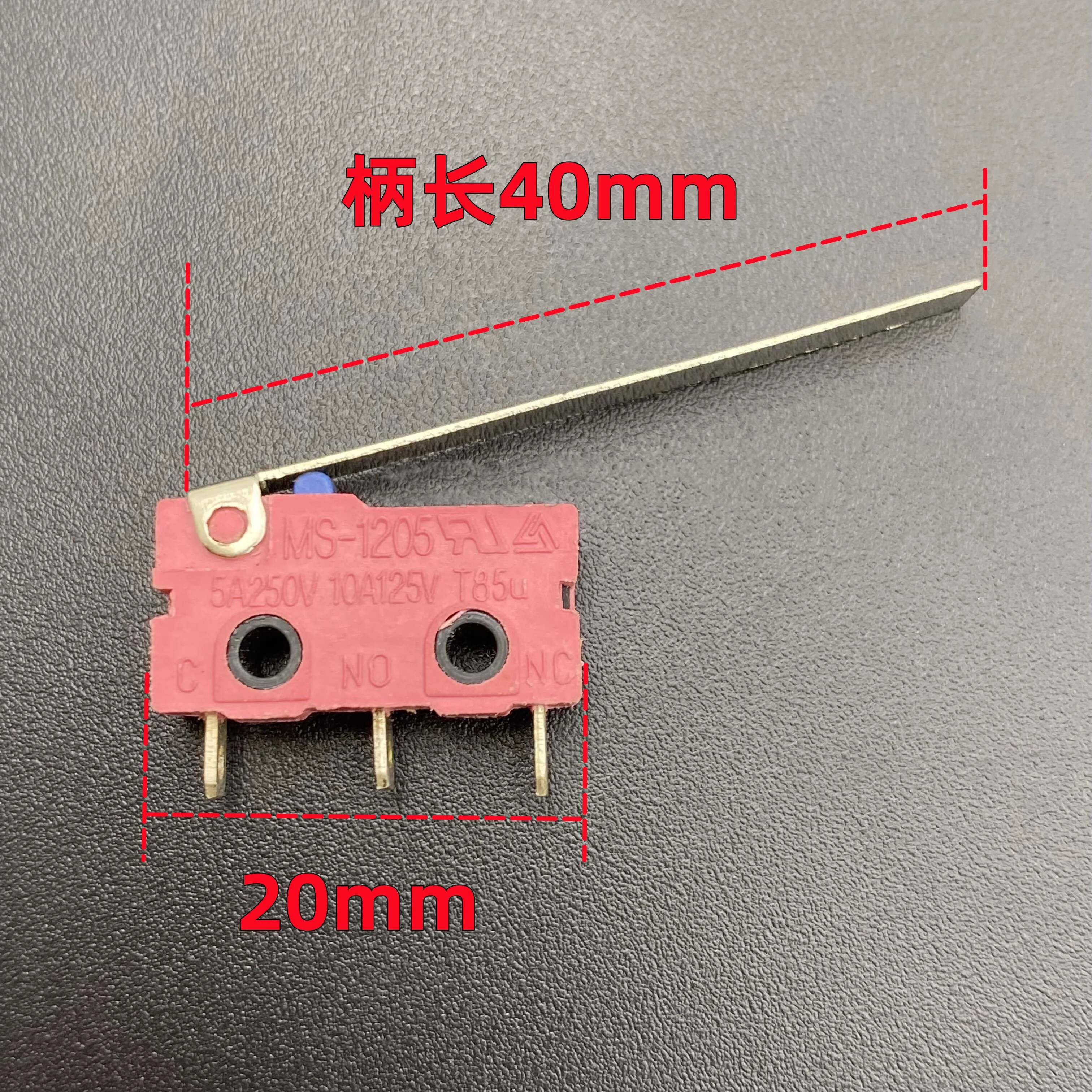 MS-1205 Medium micro switch 3 Pin with long handle 40mm light contact detection reset button Press button 5A250V