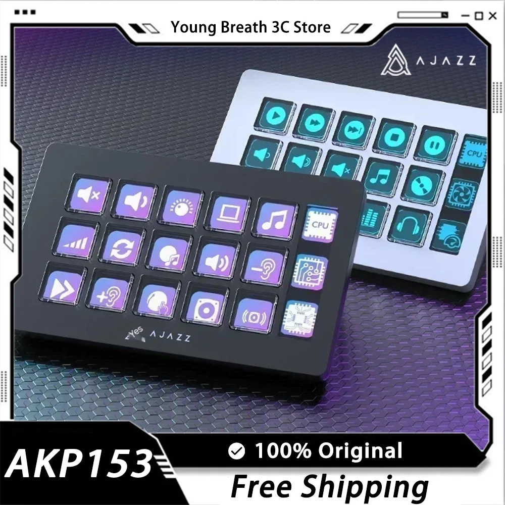 

Ajazz AKP153 Console Panel Multifunctional Custom Desktop Assistant Mini Keyboard Intelligent Display Programming Pc Gamer Gifts