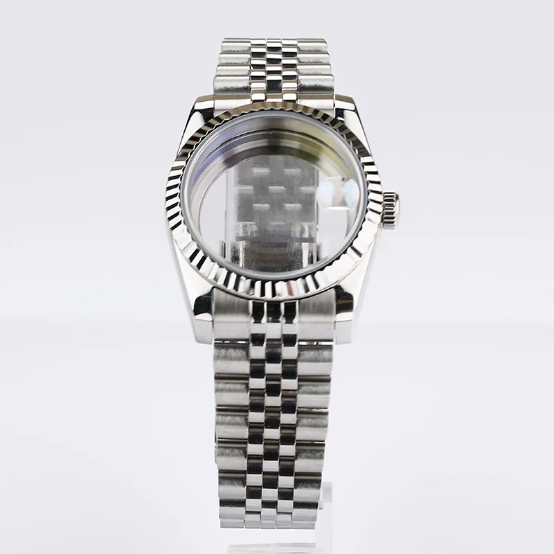 Gear Bezel Style 36mm NH35 Case Stainless Steel Strap Sapphire Crysta NH35 Watch Case Fit NH35/36 Mechanical Automatic Movement