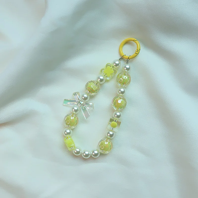 Bownot Bead Phone Chain Pendant For IPhone For Samsung Huawei Xiaomi Cellphone Rope Strap Bag Decoration Key Rings Keychain