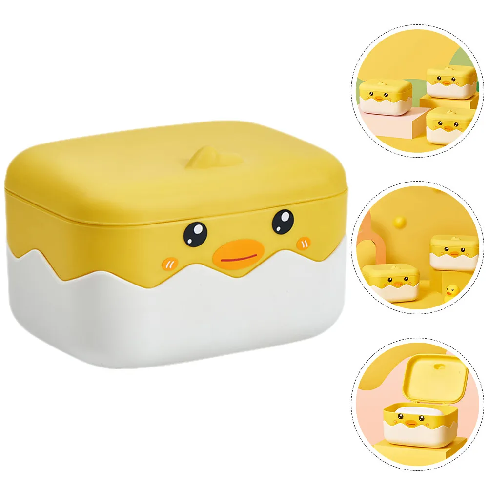 Portable Duck Shaped PP Soap Dish with Lid Draining Design No Water Accumulation Bathroom Kitchen Decorative Soap Holder Case