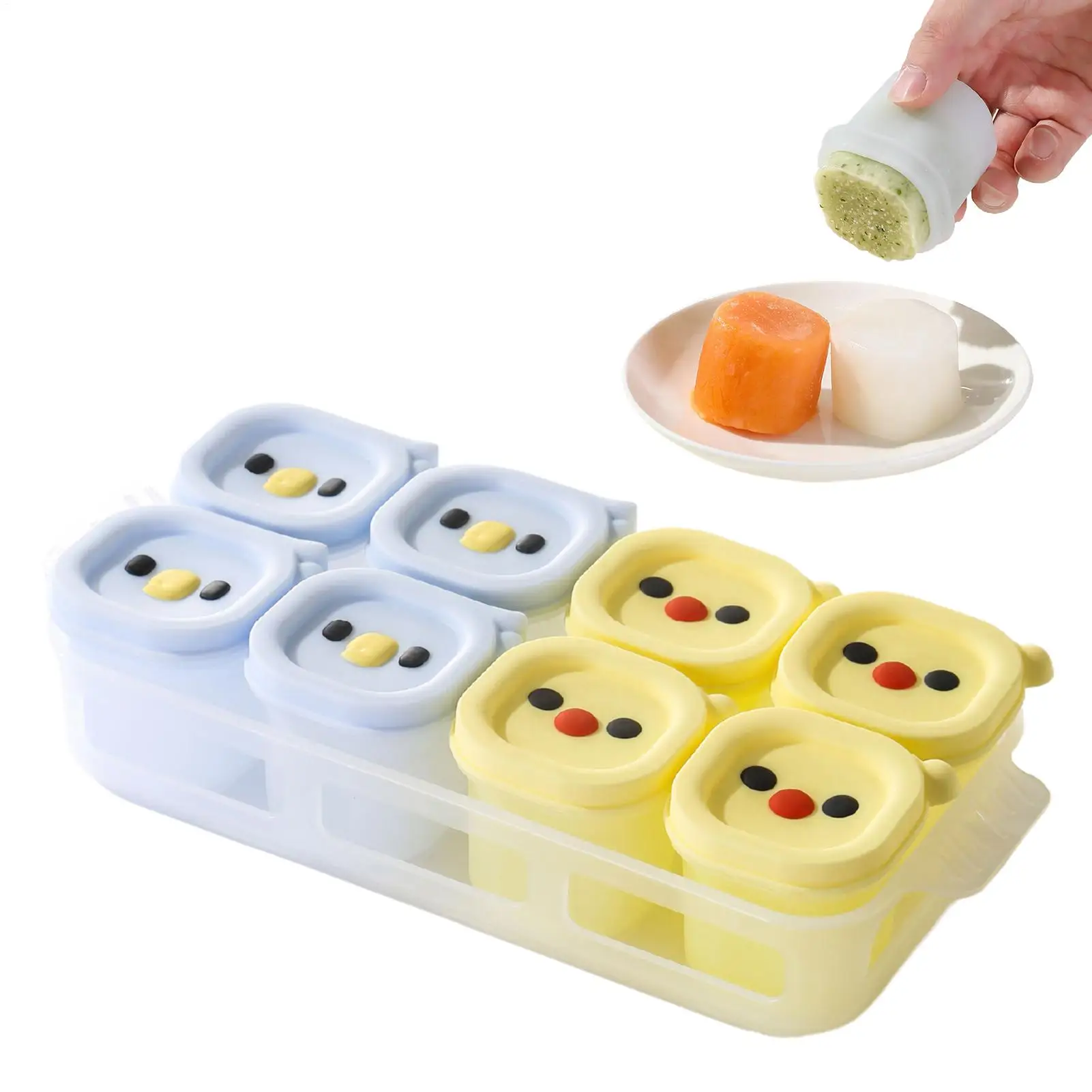 50ml X 8 Cups Container With Lid 7 Grids Silicone Kids Food Storage Container Kids Food Freezer Tray For Baking Jelly Ice Cream