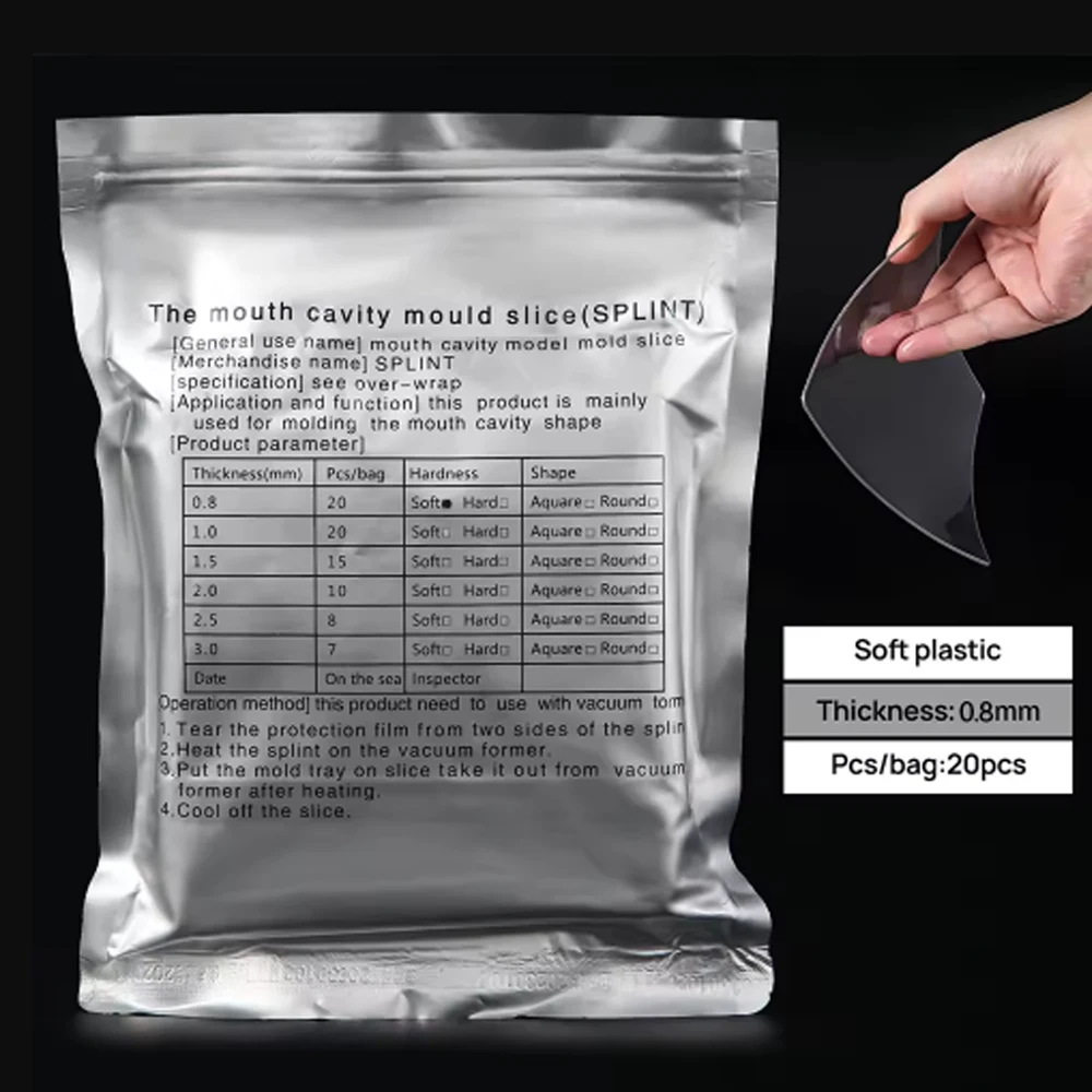 

Dental Orthodontic Splint Retainer Slice Vacuum Forming Sheet Soft/Hard Square Plastic 0.8/1.0/1.5/2.0mm Ortho Material