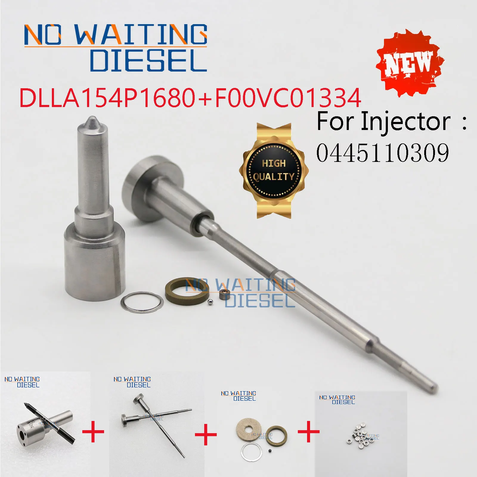 

F00VC01334 Injector Parts Valve DLLA154P1680 Diesel Fuel Injection Nozzle Repair Kits FOOVC01334 For Injector Number 0445110309