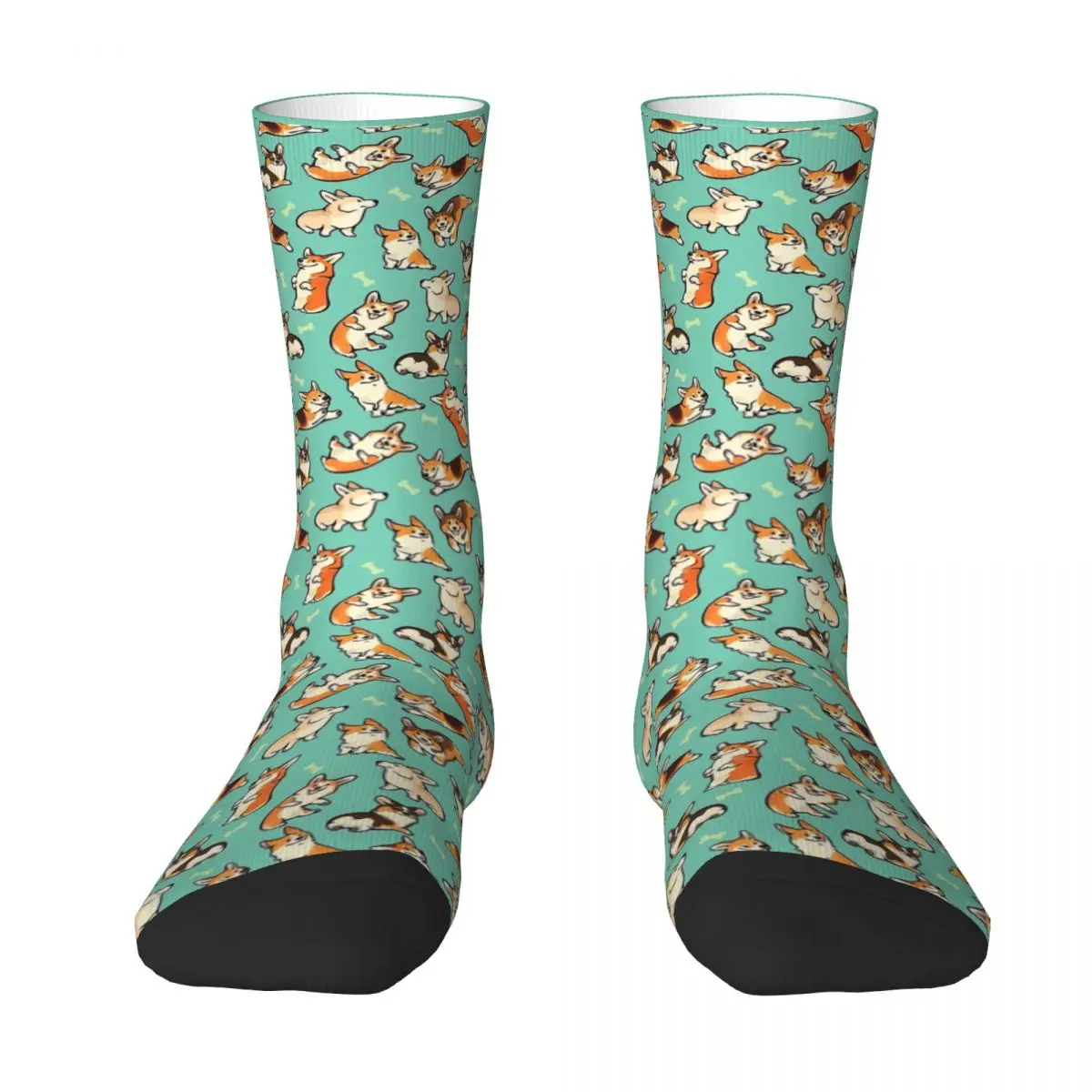 

Jolly Corgis In Green Unisex Winter Socks Outdoor Happy Socks Street Style Crazy Sock