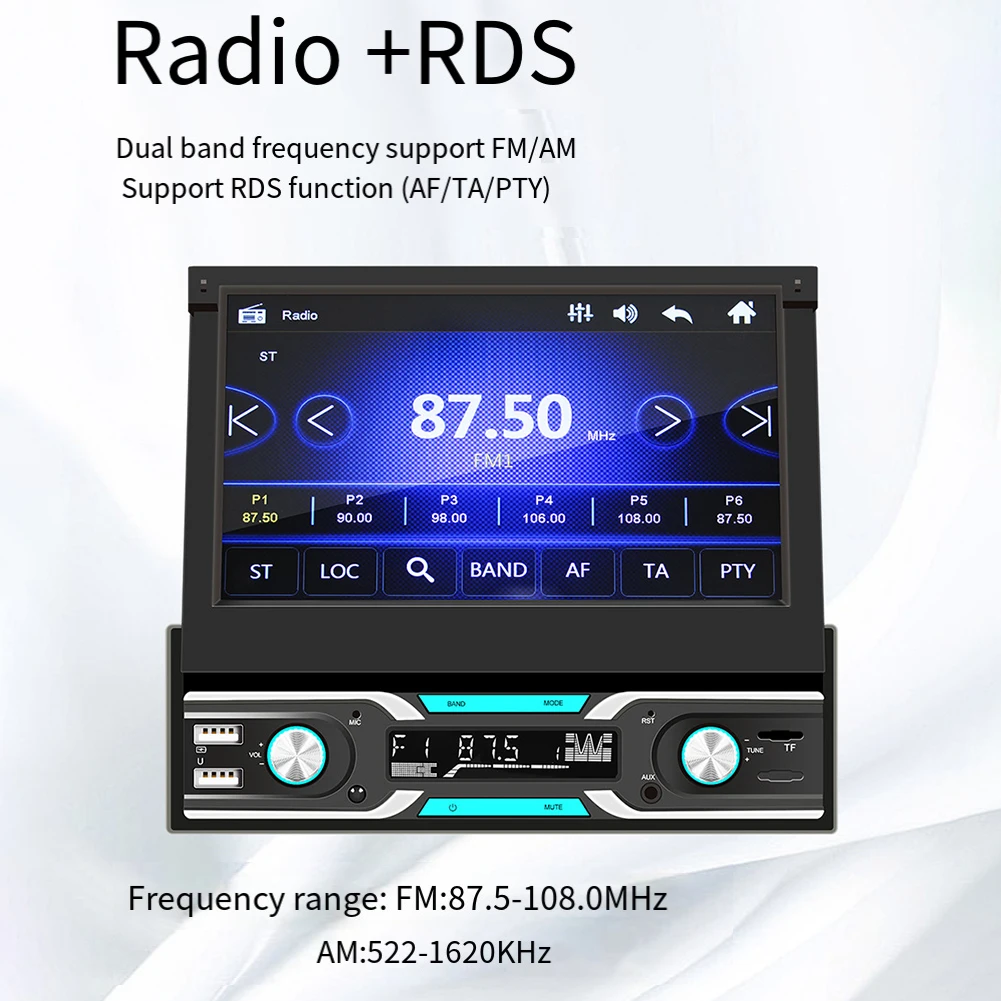 7 Inch 1Din Car Radio MP5 Multimedia Player Touch Screen AM/FM  Eatures AUX And BLUETOOTH-compatible Connections Car Accessories