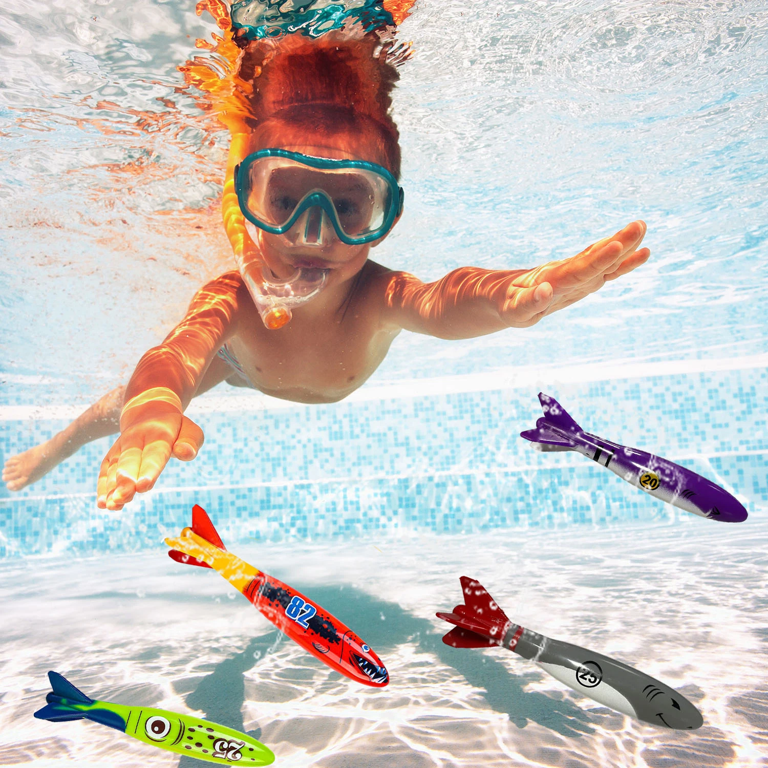 Sommer Tauchen Training Spielzeug Torpedos Haie Oktopus Unterwasser Wasserspiele Training Schwimmbad Geschenke Set Spielzeug für Kinder