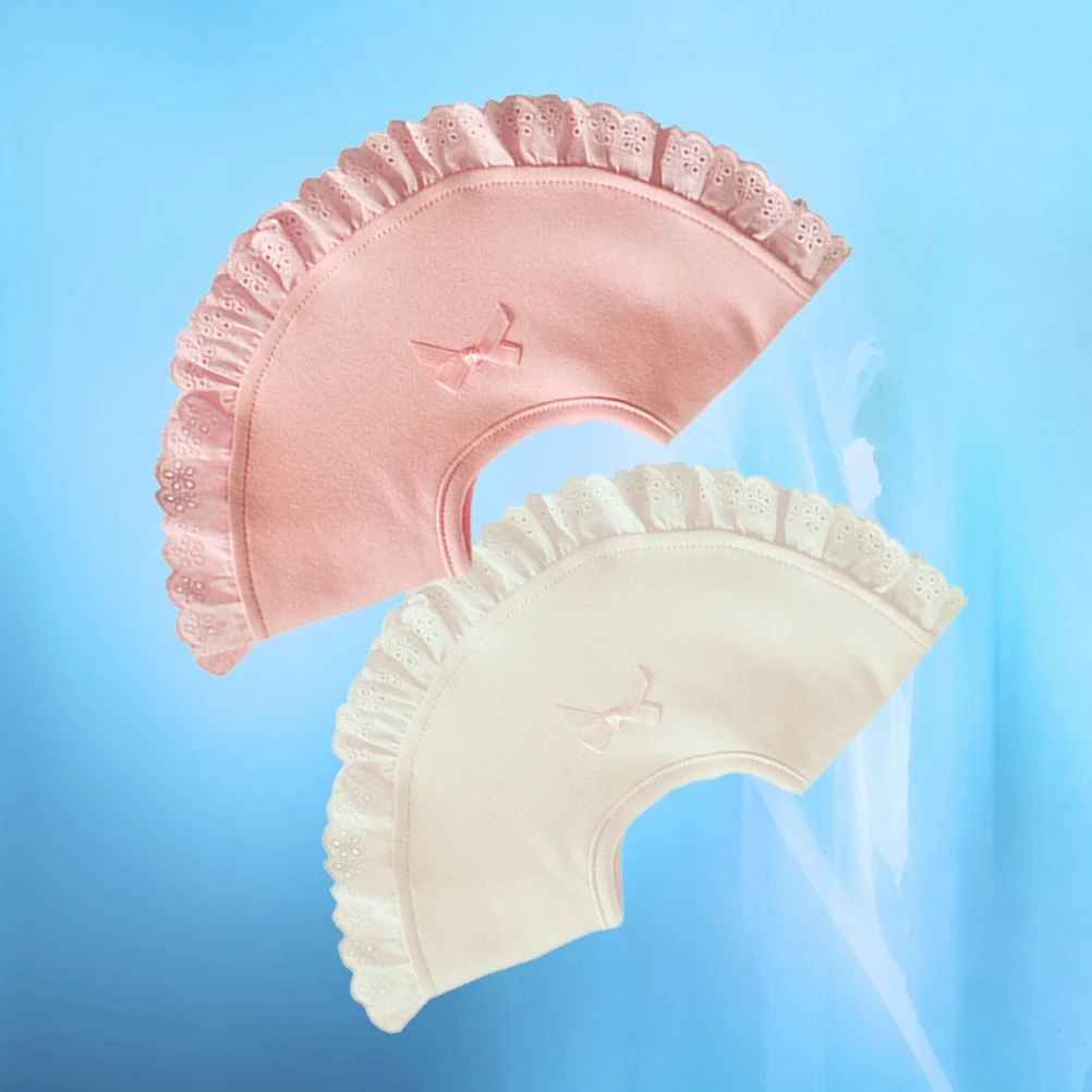 

2pcs Cotton Baby Bib Bowknot Lace Bib Natural Material Durable Washable Quick Dry For Feeding Wiping Saliva Protection Large