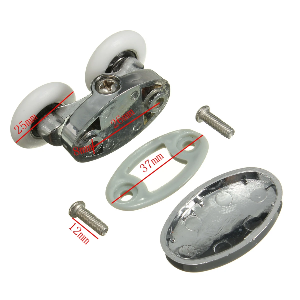 2pcs / 4pcs 25mm Durable Twin Shower Glass Door Top Zinc Alloy Rollers Runners Pulleys Wheels Shower Room Pulley Bathroom Roller