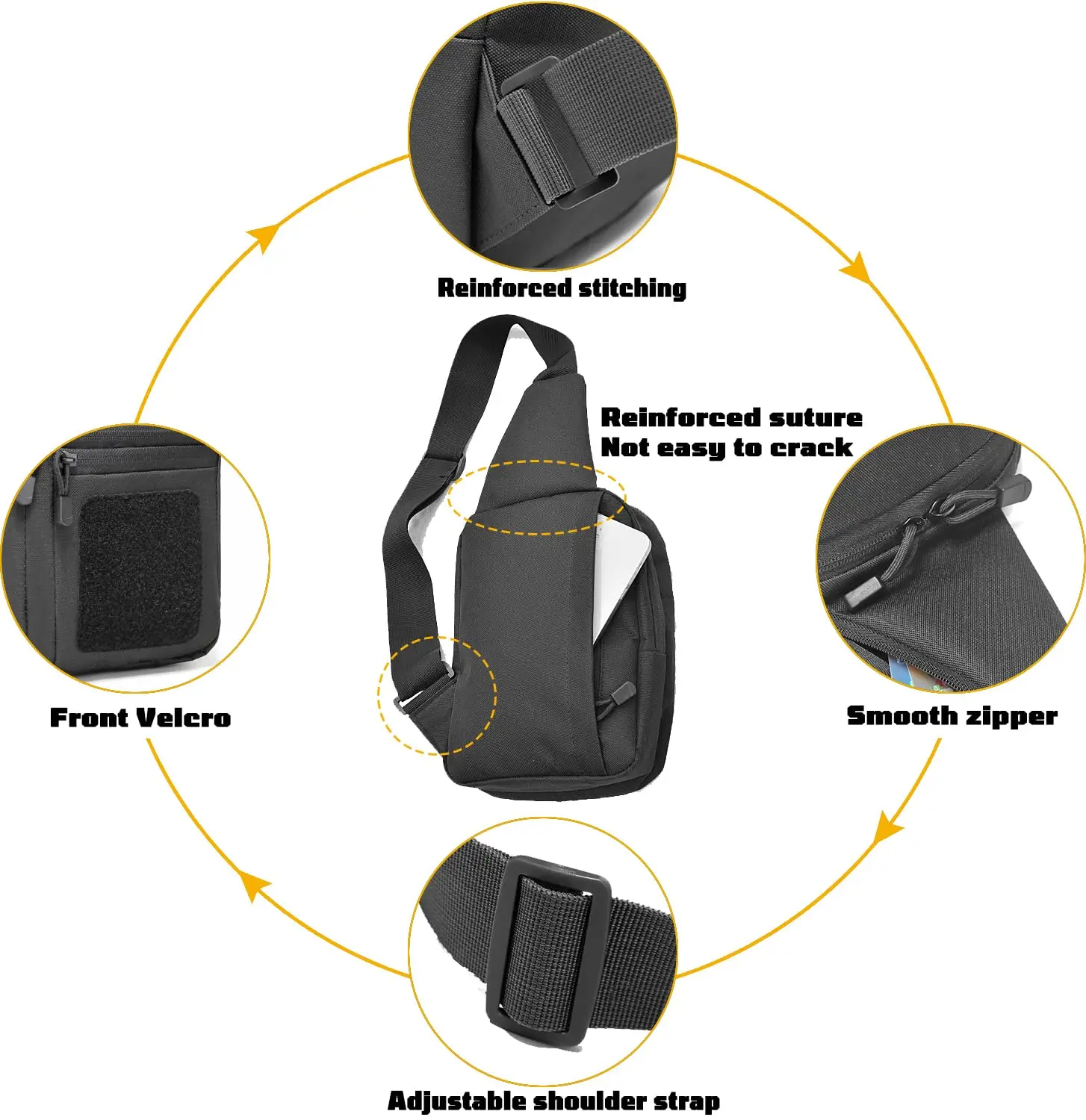 Bolsa crossbody de transporte oculta para homens, bolsa de estilingue ccw edc bolsa de transporte de ombro de nylon de alta qualidade bolsa de peito para pistolas