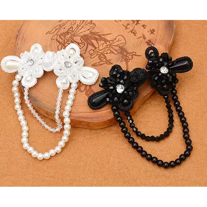 handmade tassel rhinestone pearl beaded chinese frog button for  Retro dress diy accessories clothing sewing accessoreis2210