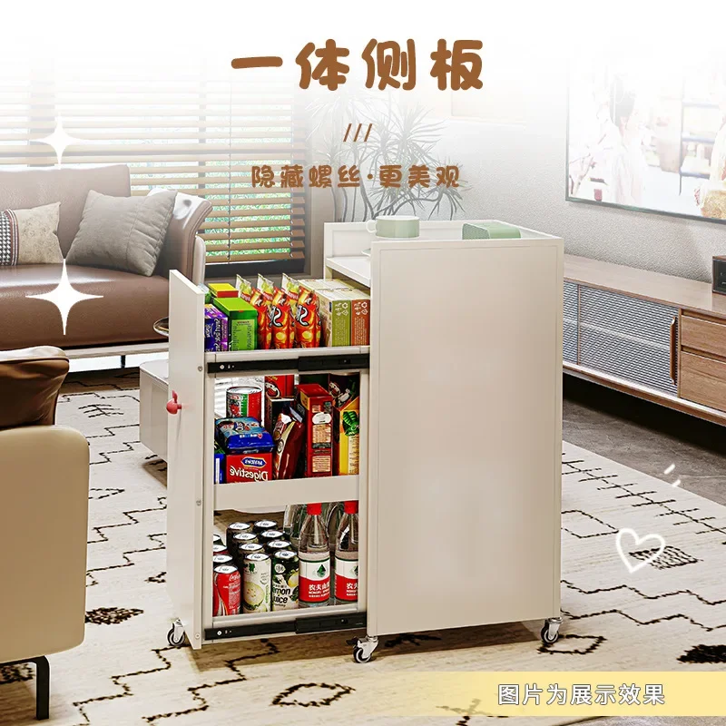 Customized high-value shelf floor-to-ceiling multi-layer pull-out living room beverage storage rack movable trolley