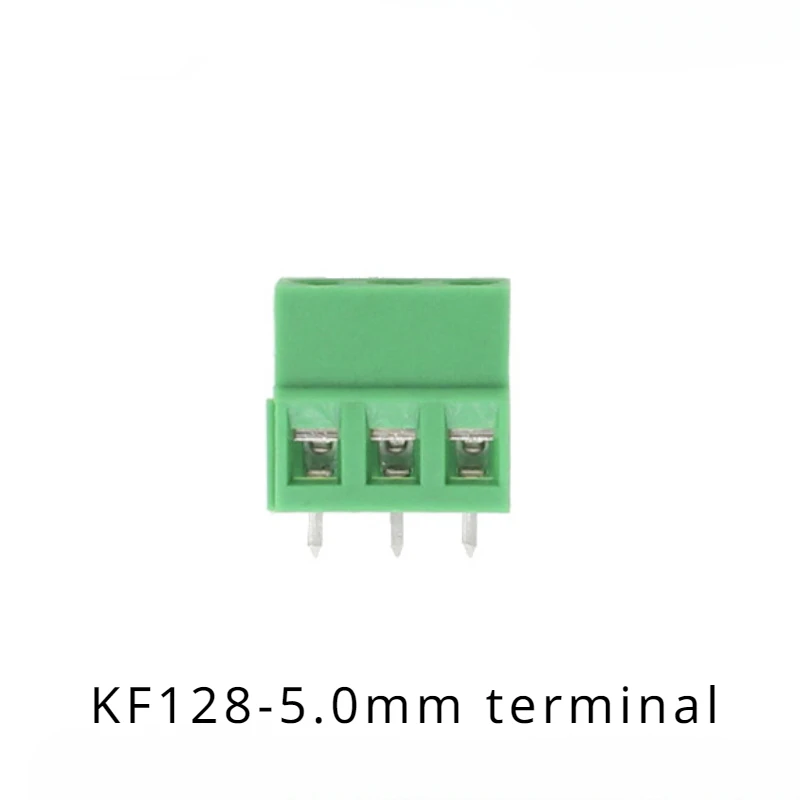 10pcs KF128 pitch 5.0mm straight pin green spliceable copper environmentally friendly screw type PCB terminal