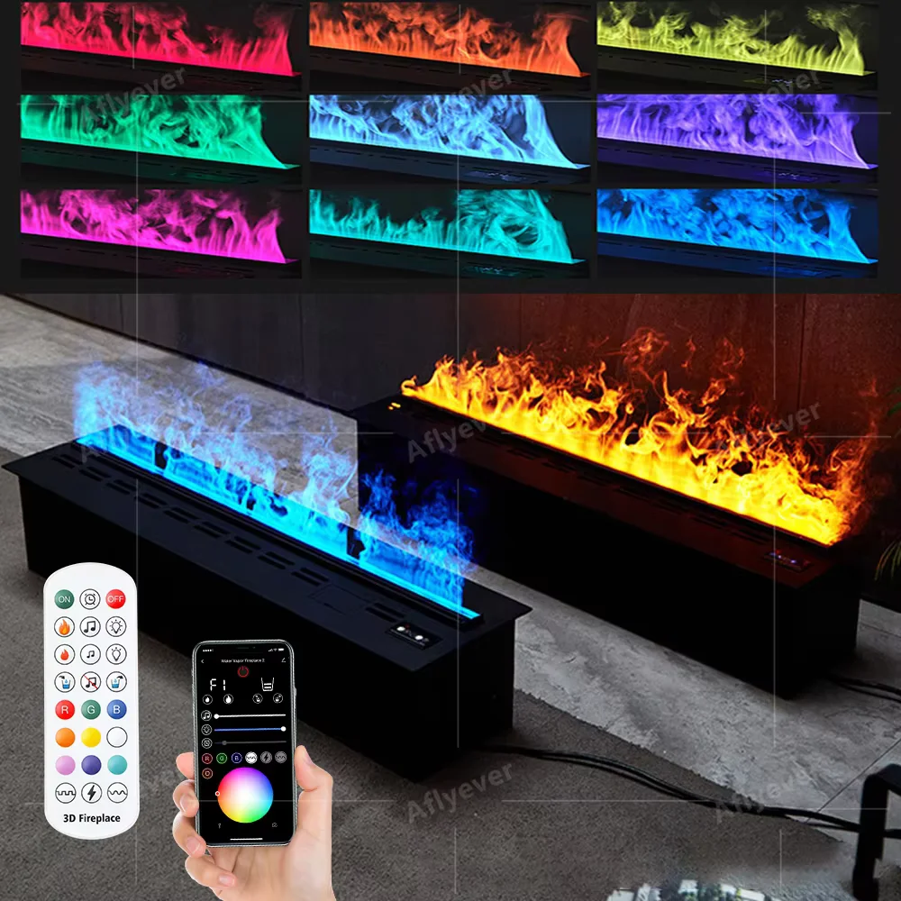 3D atomizing fireplace embedded living room multi-color fake flame electronic home remote control water steam fireplace